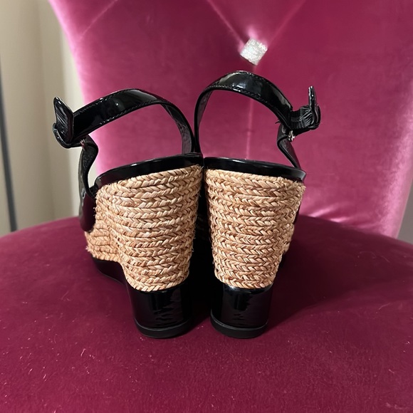 Stuart Weitzman black DoLunch Espadrille patent wedges sz 9.5 - Picture 4 of 15